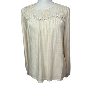 NWT Maurice’s Women’s Pullover Top Sz XS Ivory Color Lace Embroidery Peasant